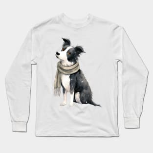 Border collie winter dog Long Sleeve T-Shirt